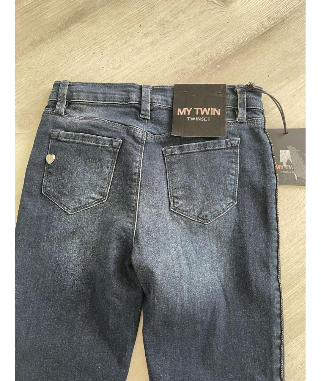 TWIN-SET Темно-синие джинсы слим, фото 2