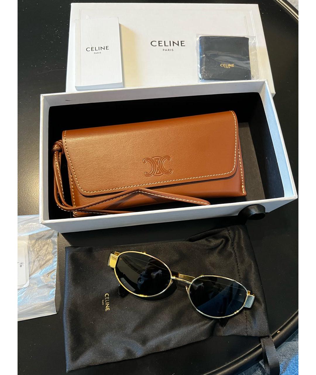 CELINE PRE-OWNED Черные металлические солнцезащитные очки, фото 4