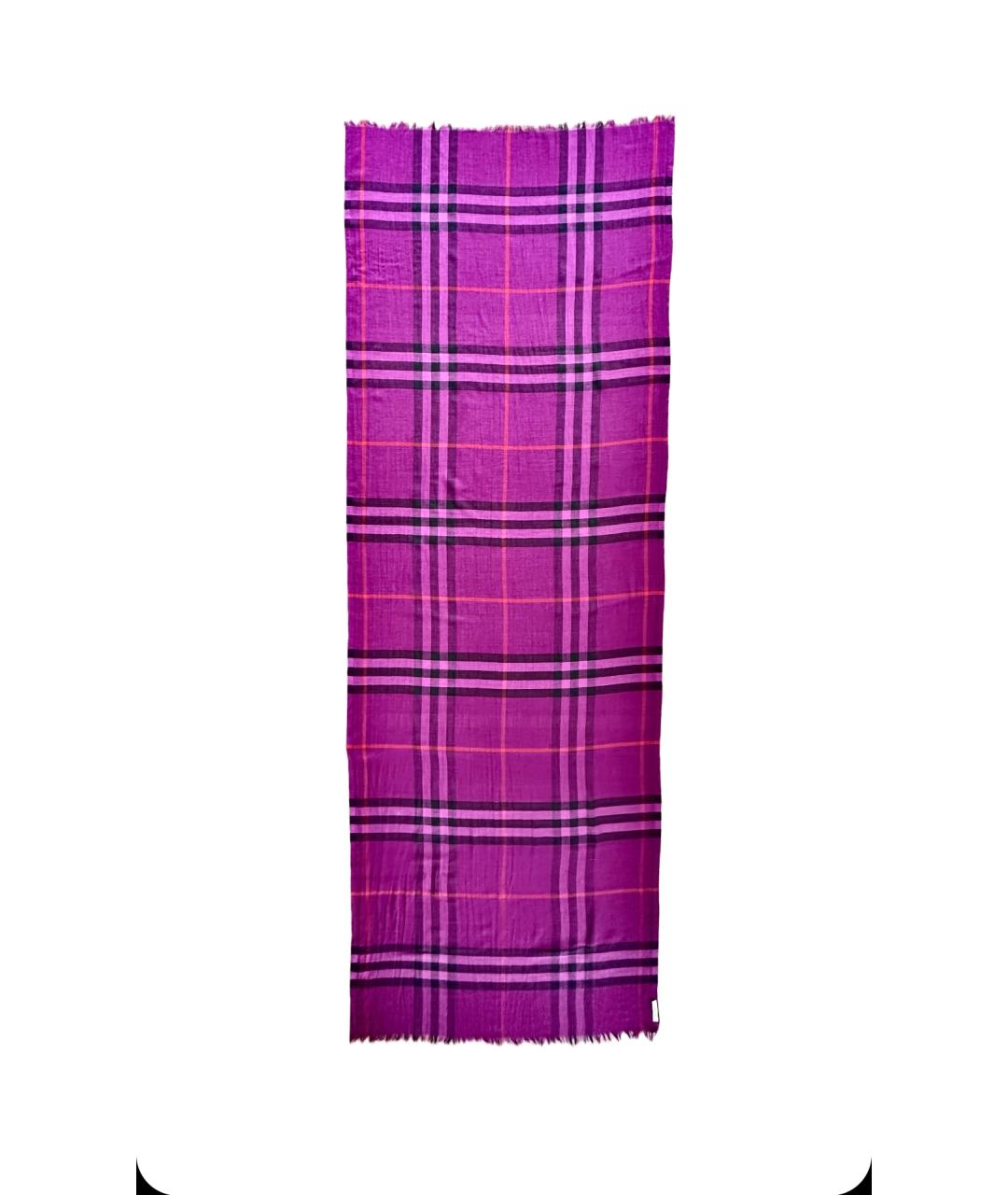 BURBERRY Фиолетовый шерстяной шарф, фото 4