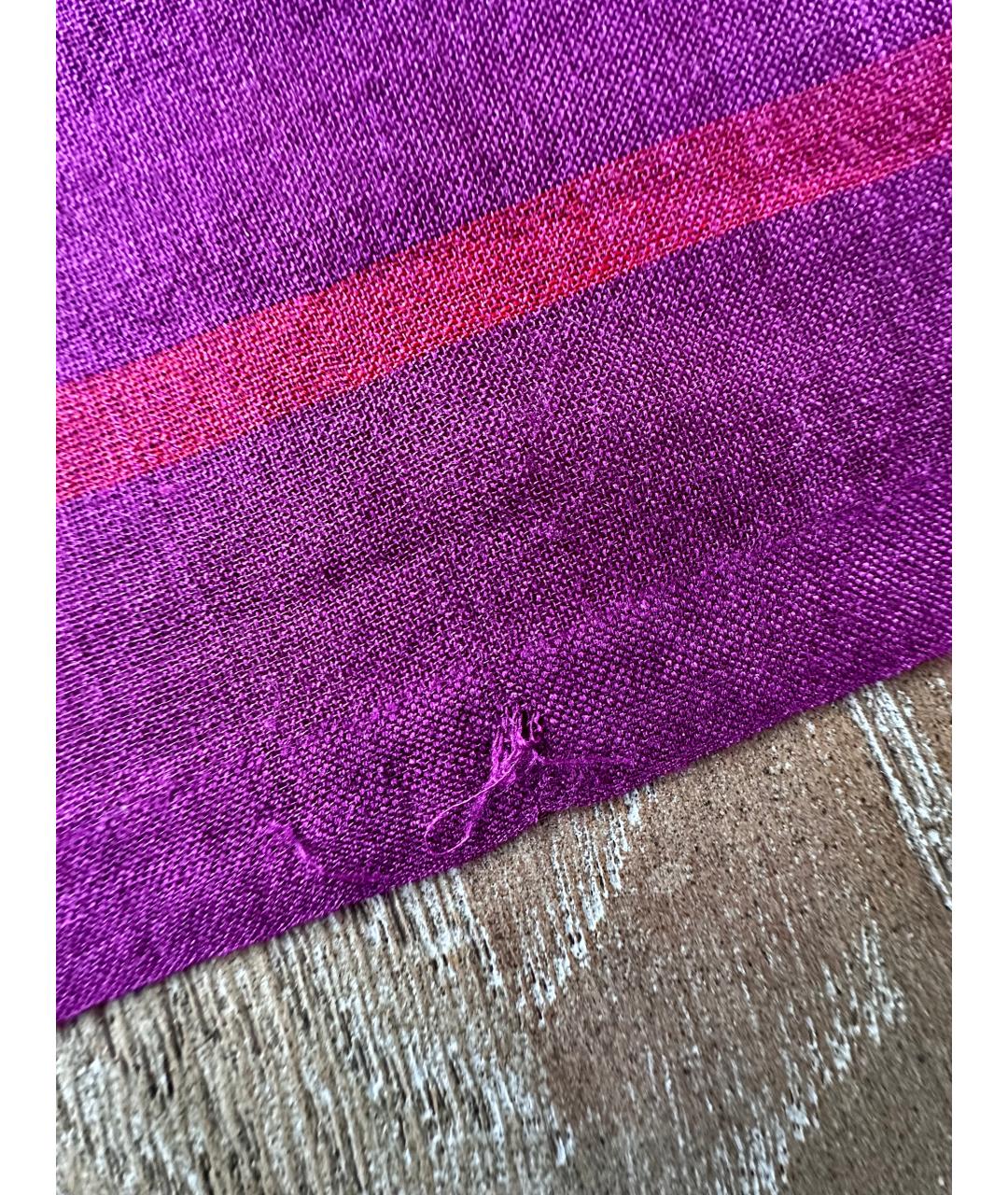 BURBERRY Фиолетовый шерстяной шарф, фото 5