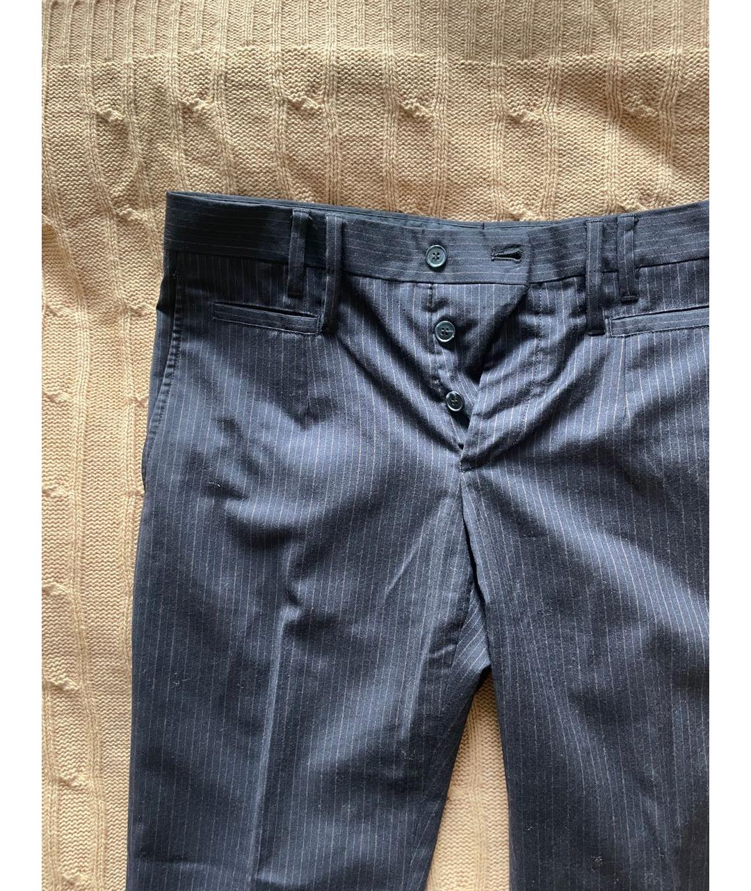 DOLCE&GABBANA Темно-синие шерстяные повседневные брюки, фото 4