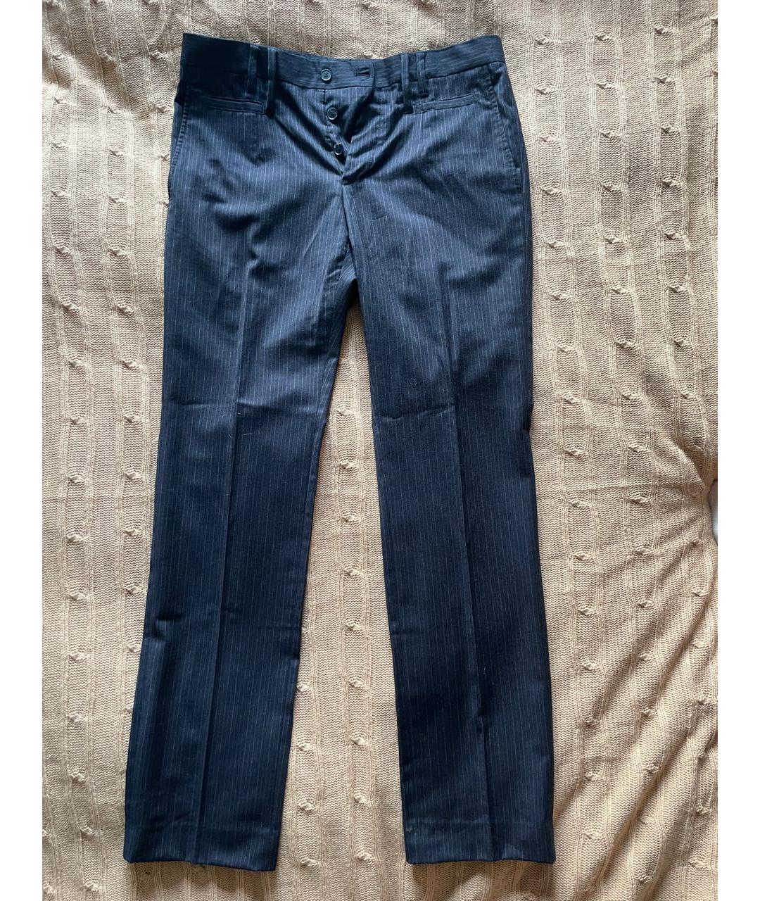 DOLCE&GABBANA Темно-синие шерстяные повседневные брюки, фото 5