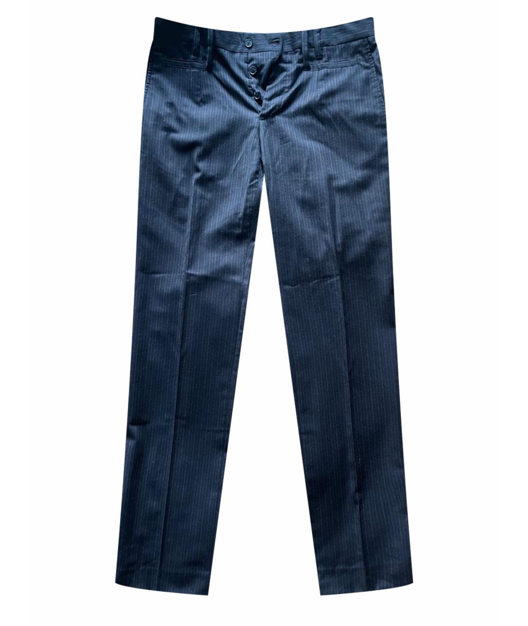DOLCE&GABBANA Темно-синие шерстяные повседневные брюки, фото 1