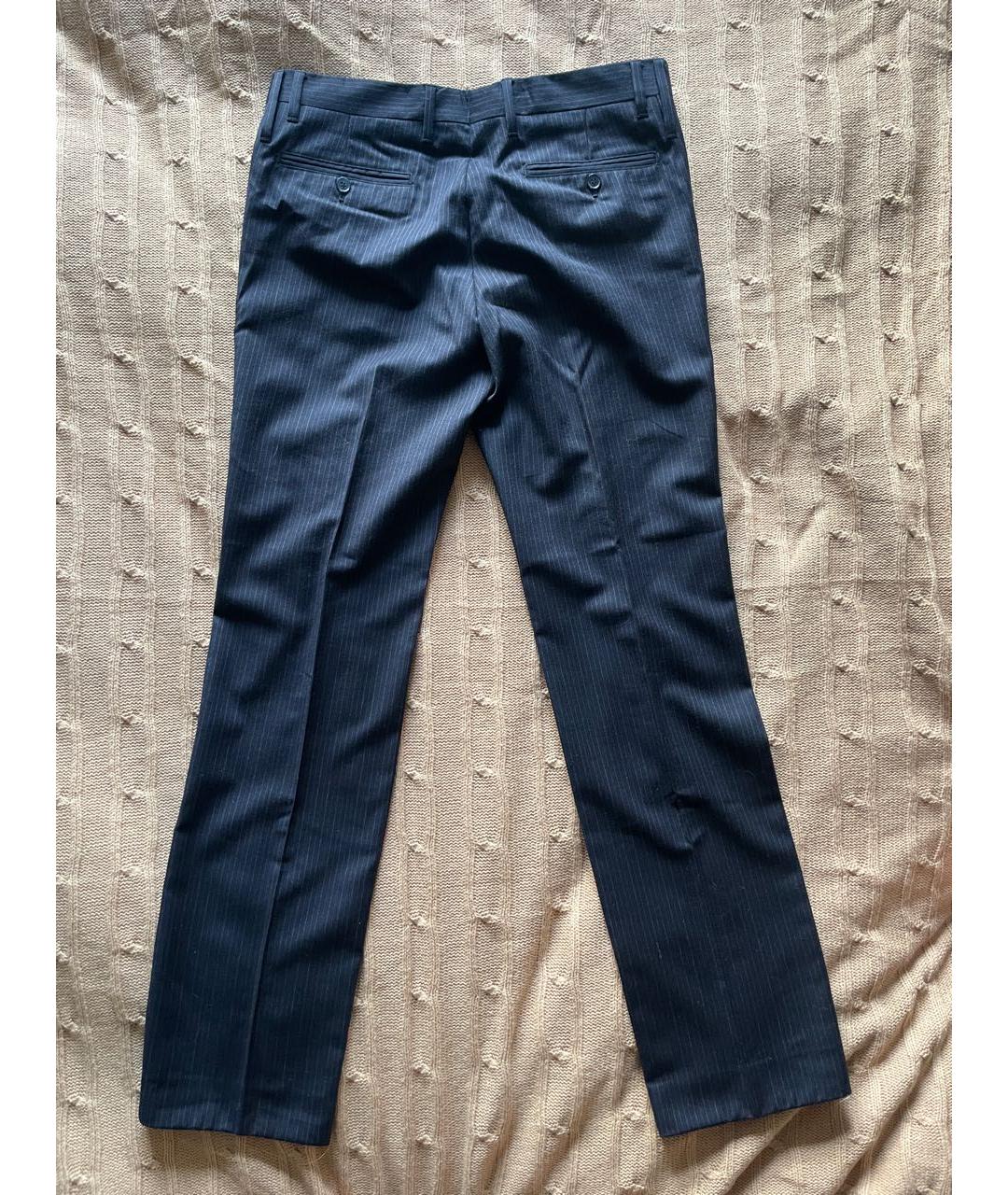 DOLCE&GABBANA Темно-синие шерстяные повседневные брюки, фото 2