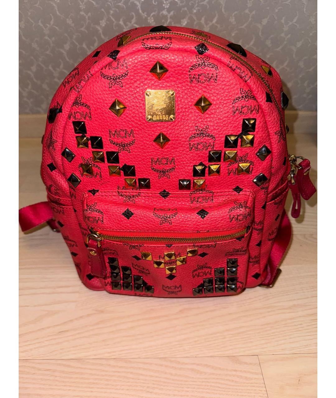 MCM Розовый кожаный рюкзак, фото 9