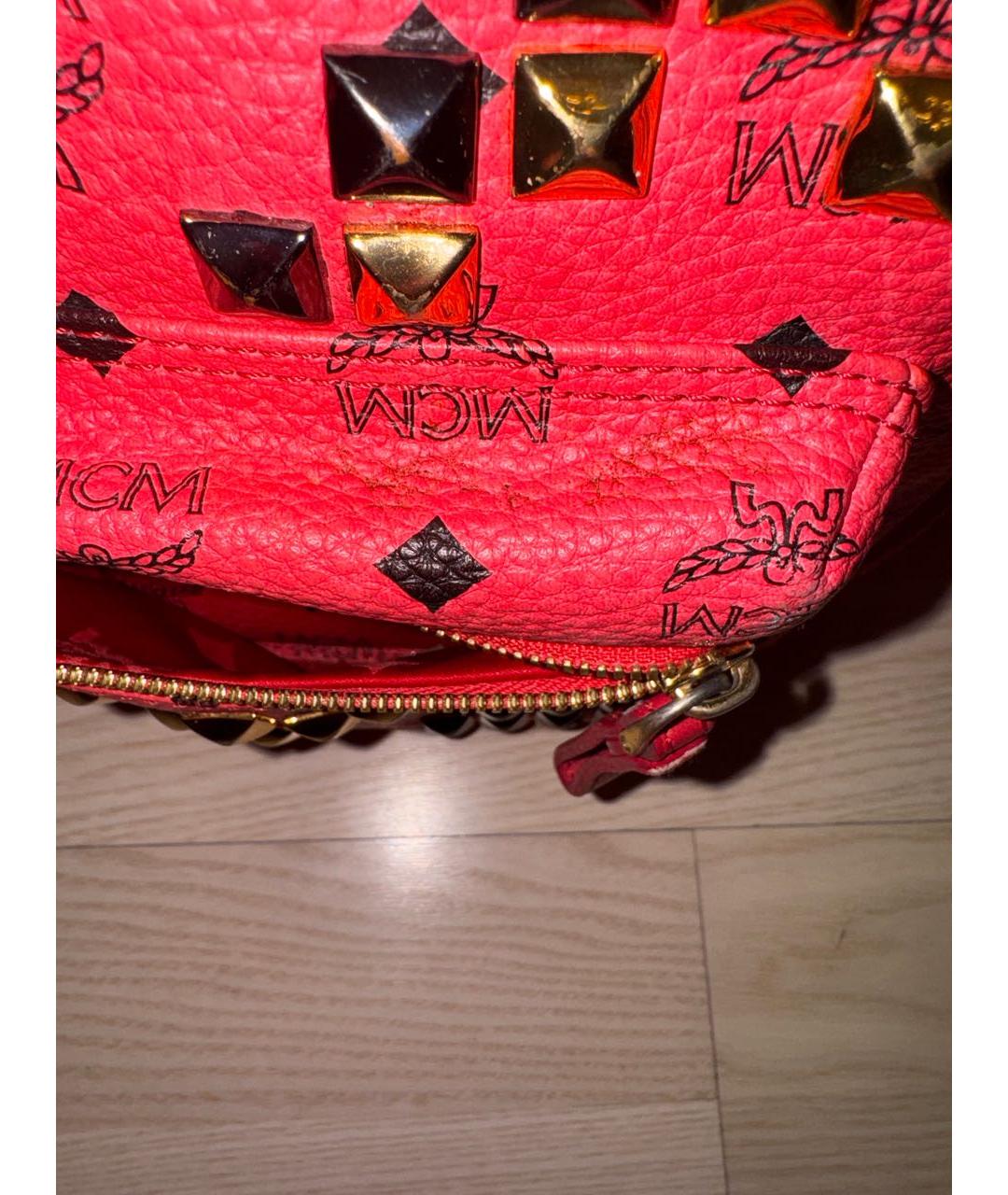 MCM Розовый кожаный рюкзак, фото 7