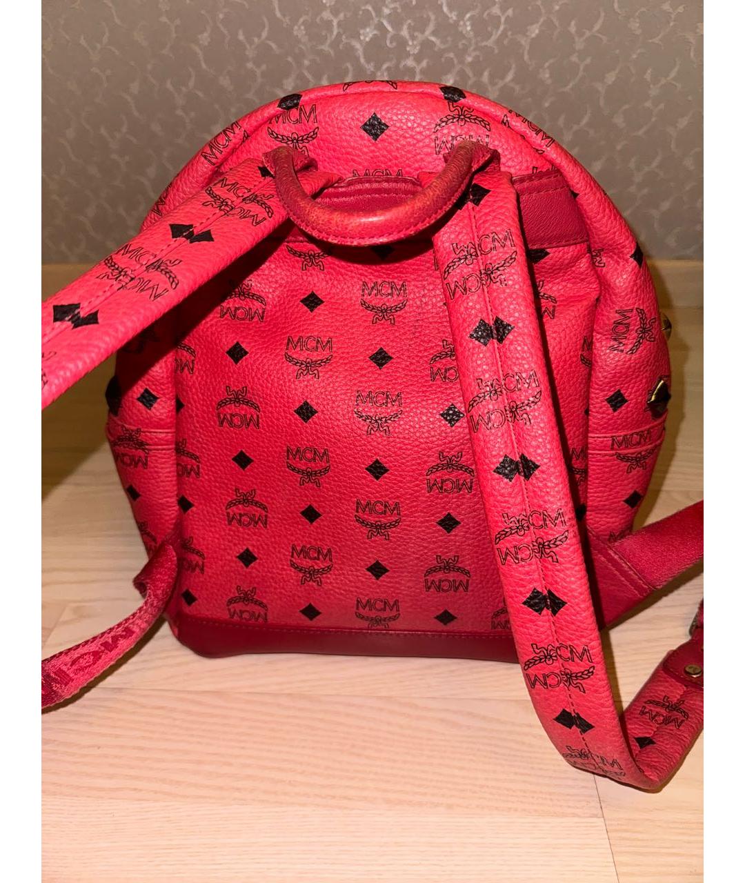 MCM Розовый кожаный рюкзак, фото 3