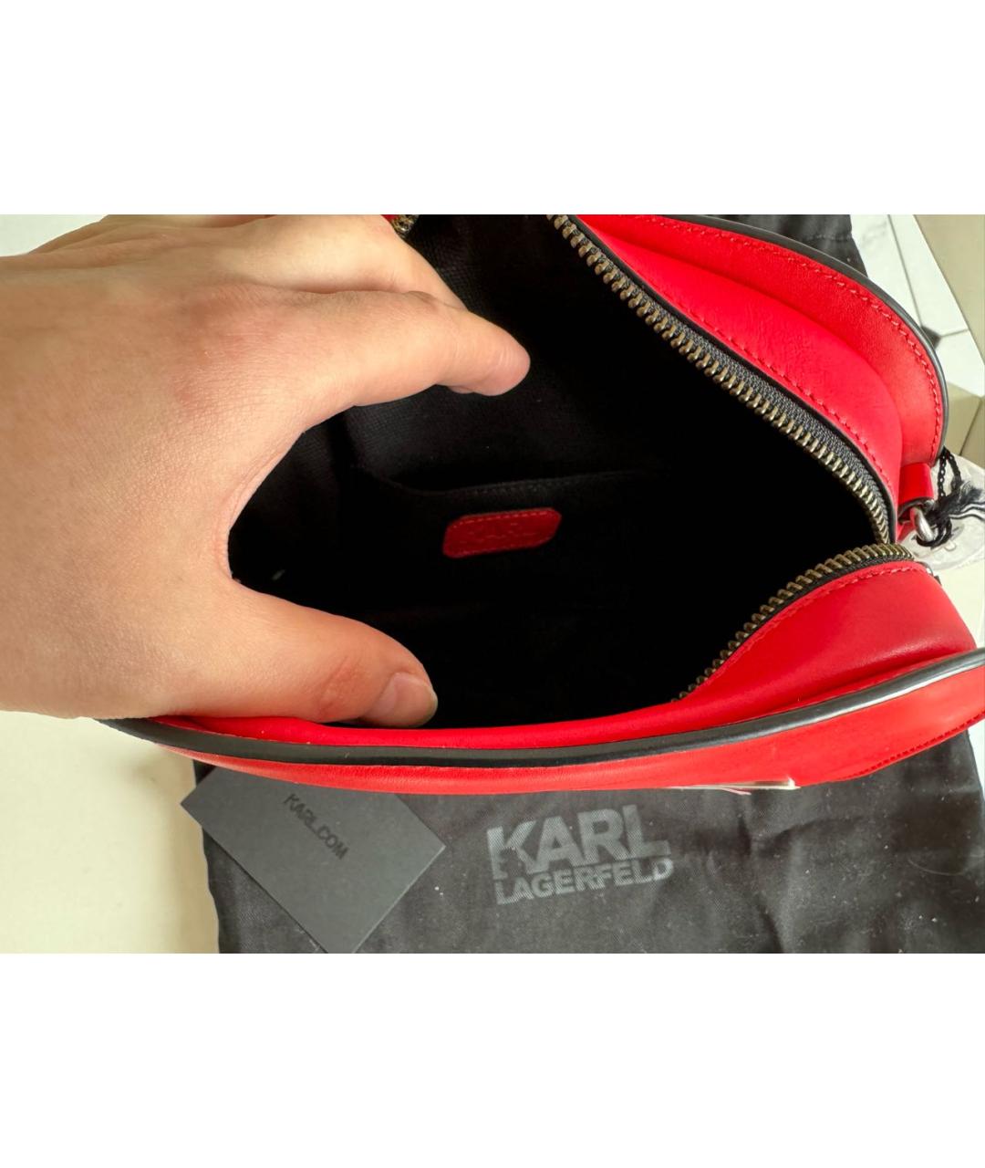 KARL LAGERFELD Красная кожаная сумка через плечо, фото 5