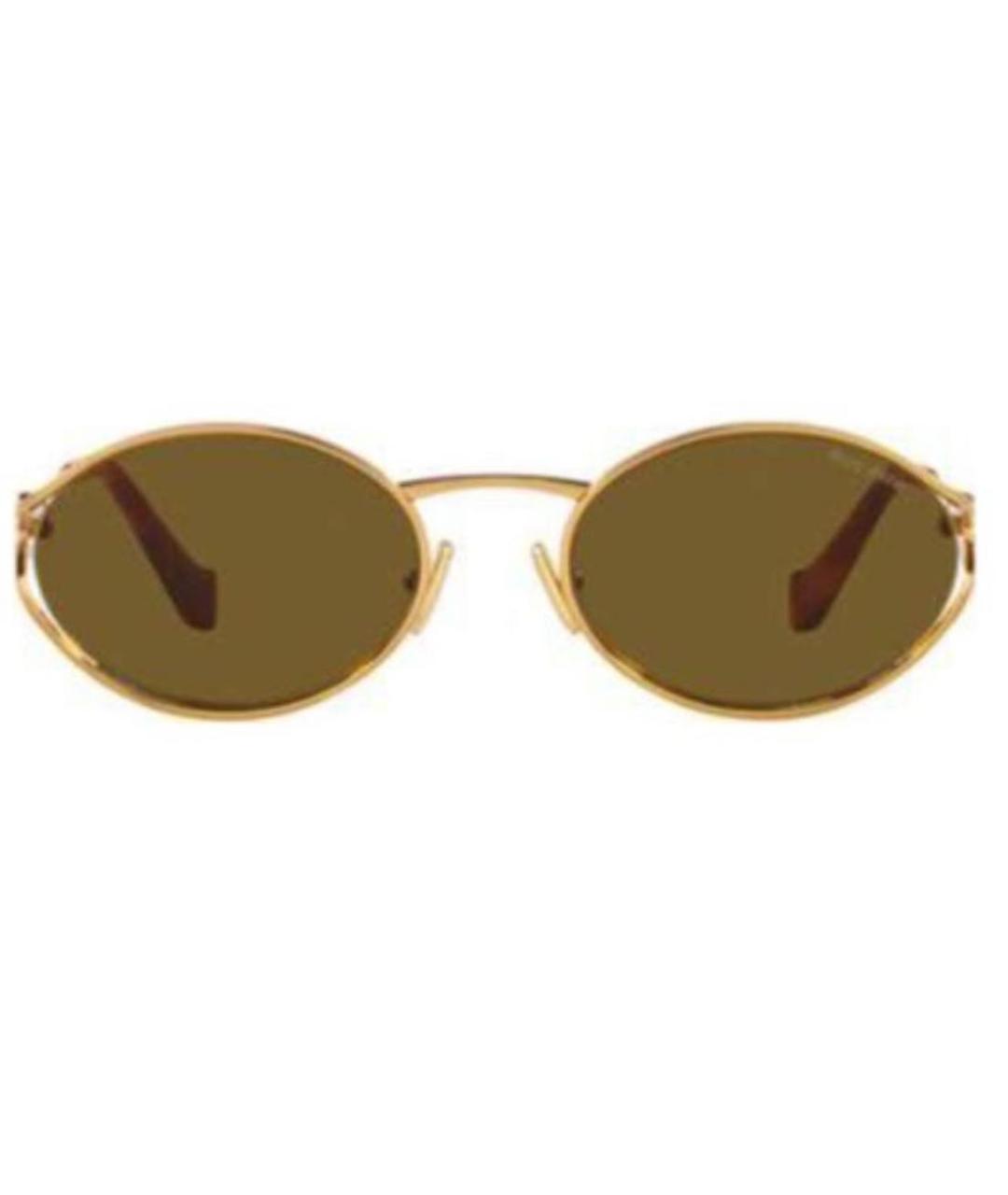 MIU MIU Золотые металлические солнцезащитные очки, фото 2