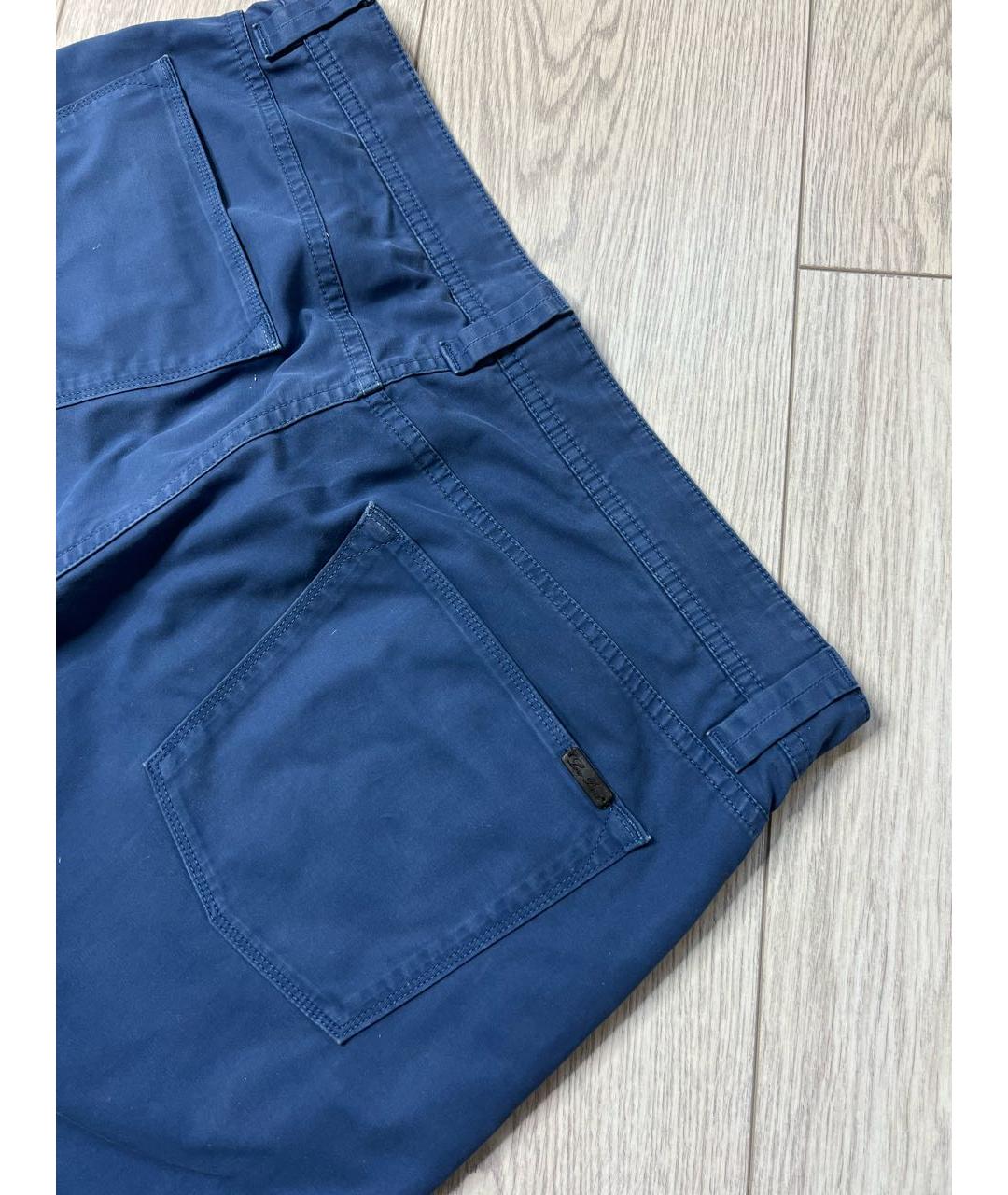 LORO PIANA Синие хлопко-эластановые брюки чинос, фото 5