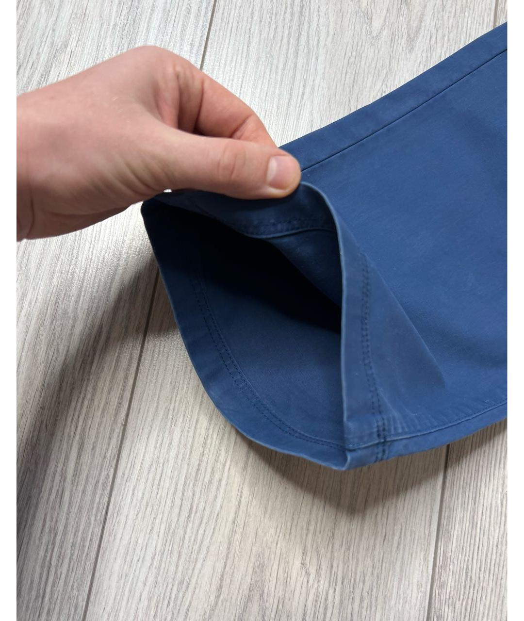LORO PIANA Синие хлопко-эластановые брюки чинос, фото 3