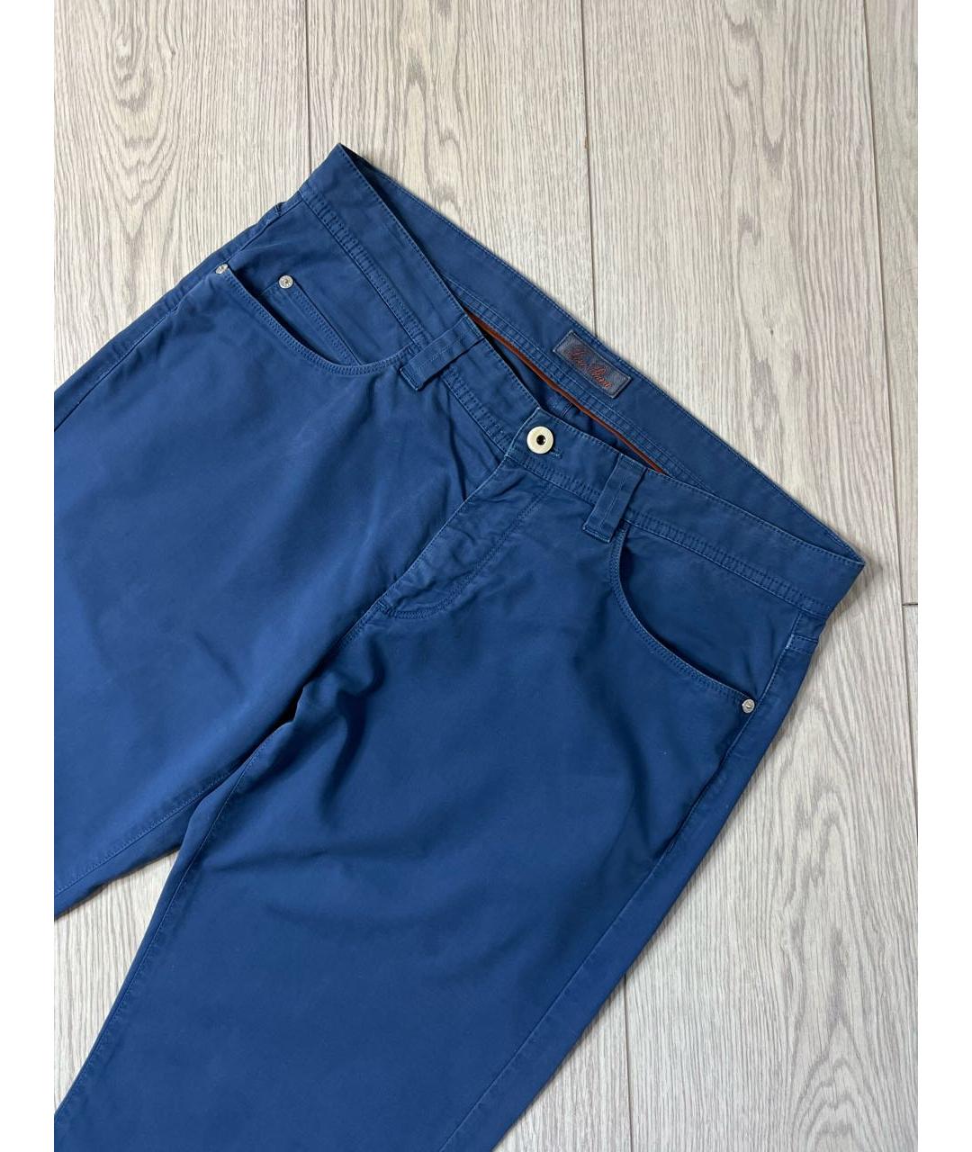 LORO PIANA Синие хлопко-эластановые брюки чинос, фото 2