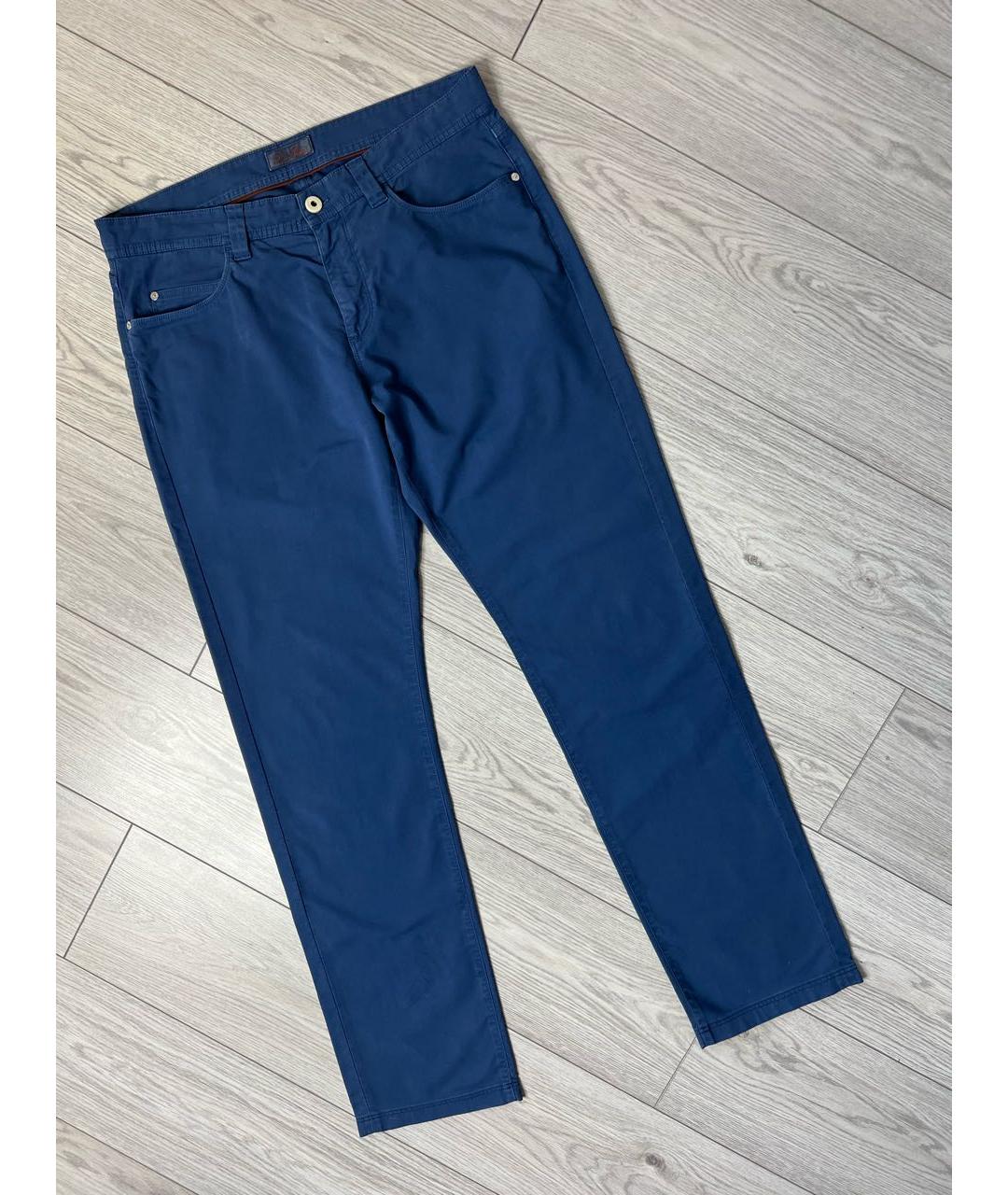 LORO PIANA Синие хлопко-эластановые брюки чинос, фото 9