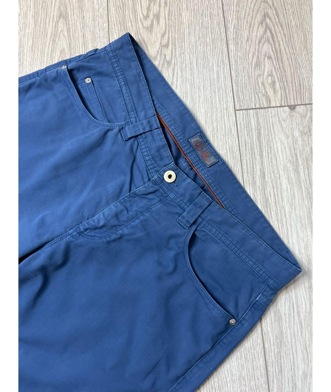LORO PIANA Синие хлопко-эластановые брюки чинос, фото 4