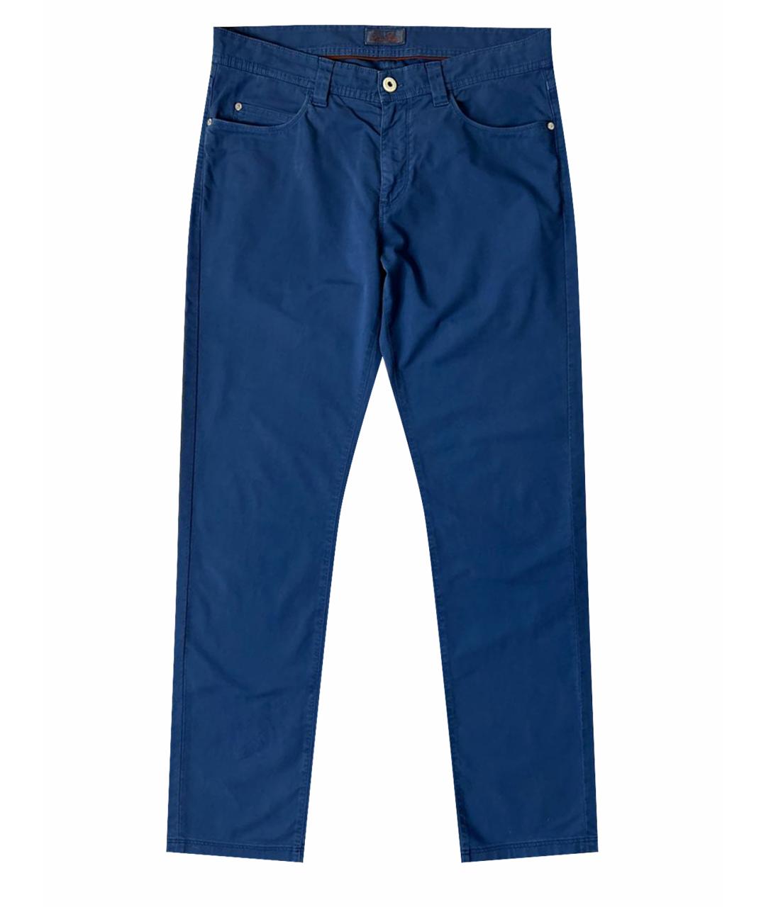 LORO PIANA Синие хлопко-эластановые брюки чинос, фото 1