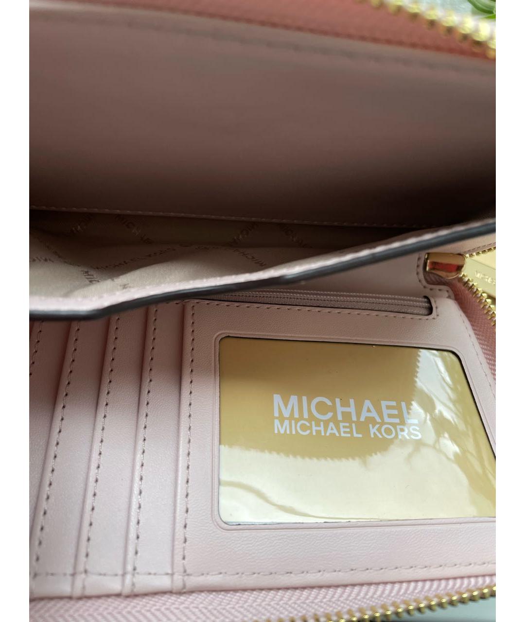 MICHAEL KORS Розовый кожаный кошелек, фото 6