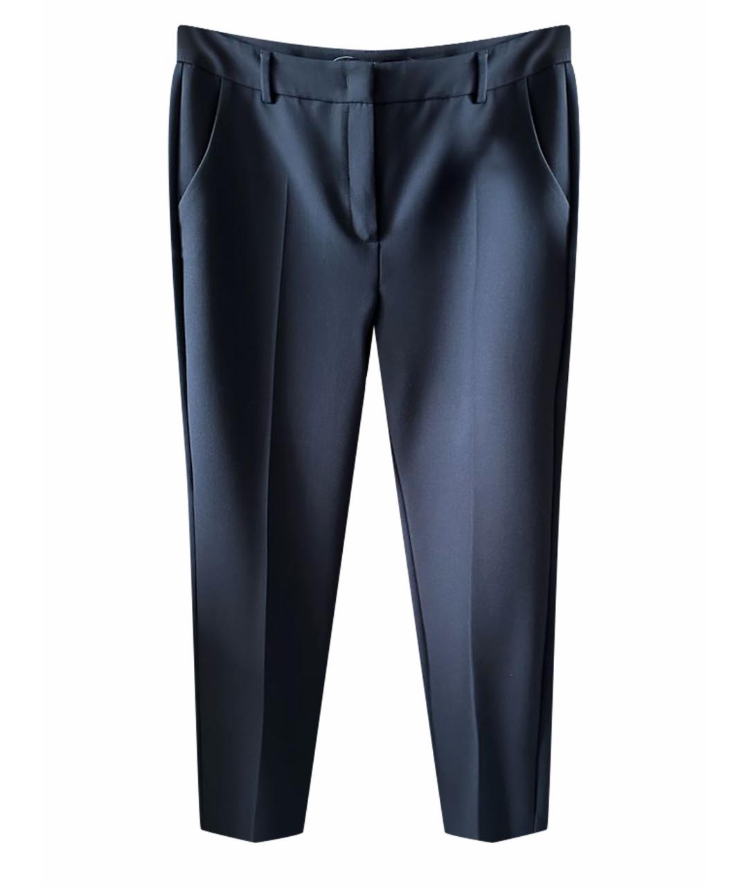 WEEKEND MAX MARA Темно-синие полиэстеровые прямые брюки, фото 1