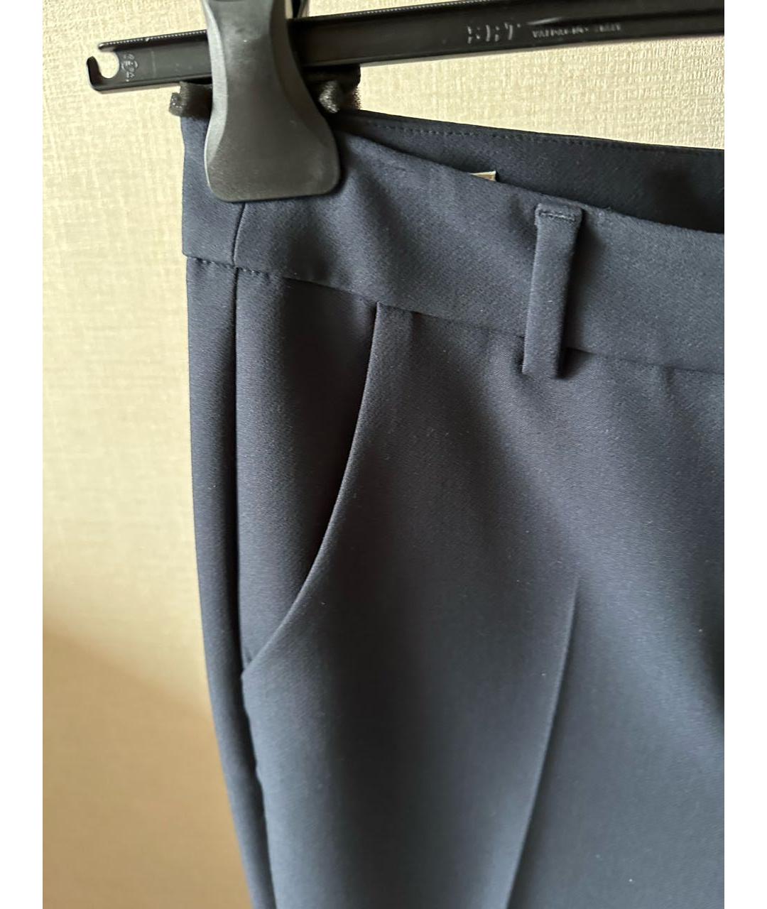 WEEKEND MAX MARA Темно-синие полиэстеровые прямые брюки, фото 4