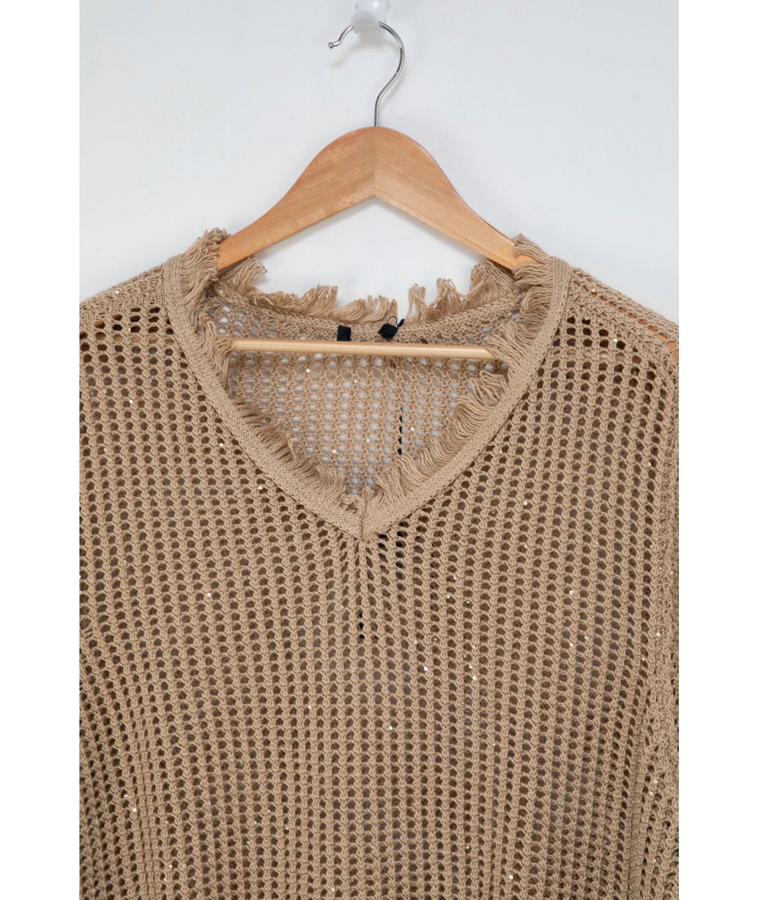 PESERICO Бежевый хлопковый джемпер / свитер, фото 3