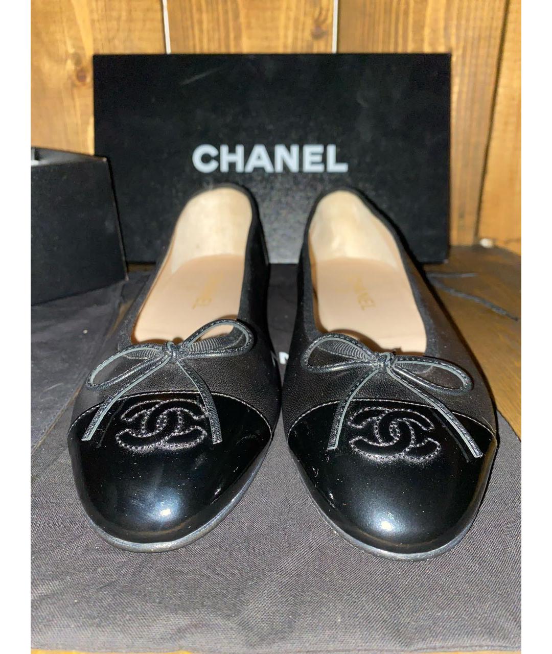 CHANEL PRE-OWNED Черные кожаные балетки, фото 8