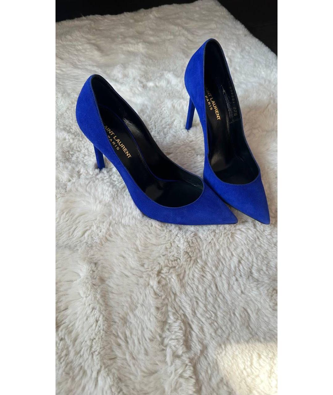 SAINT LAURENT Синие замшевые туфли, фото 2