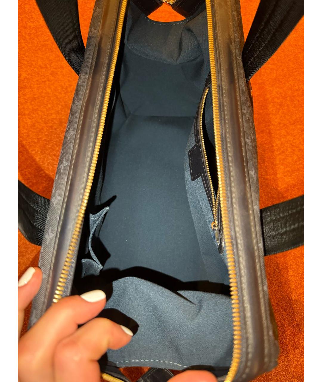 LOUIS VUITTON PRE-OWNED Темно-синяя тканевая сумка с короткими ручками, фото 3