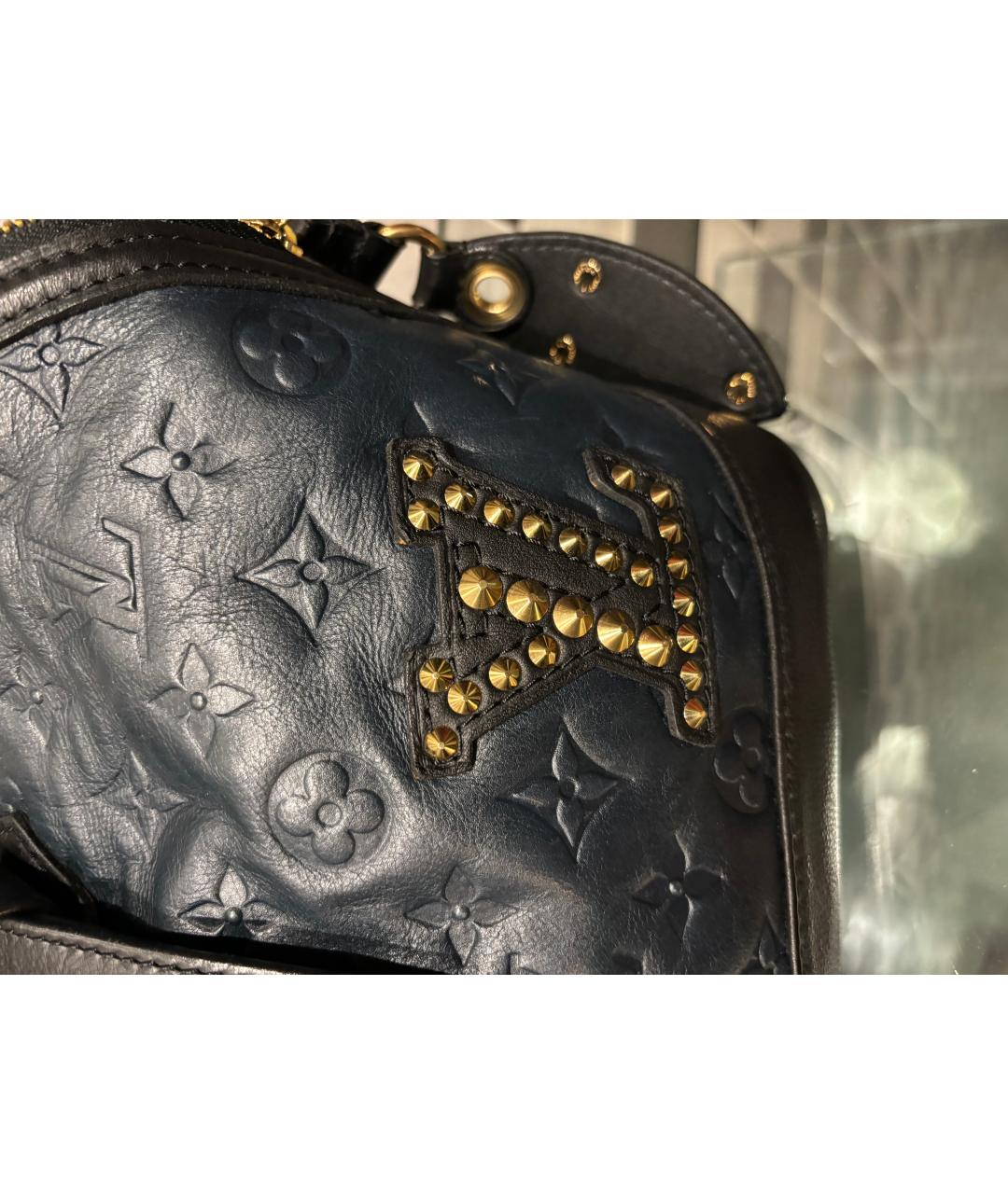 LOUIS VUITTON PRE-OWNED Темно-синяя кожаная сумка с короткими ручками, фото 3