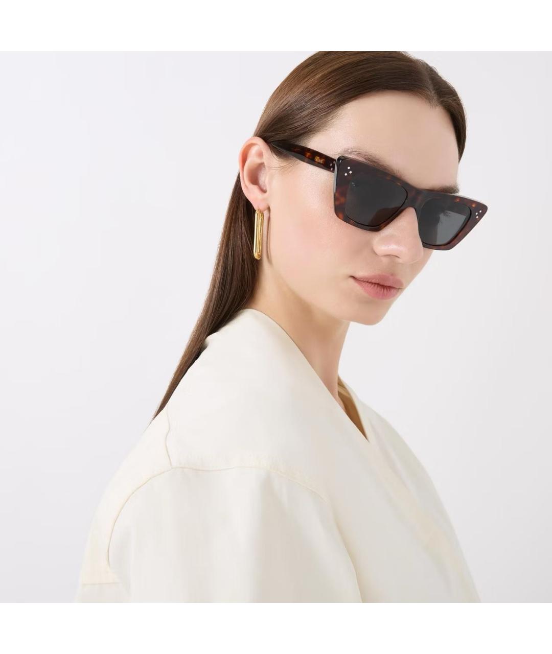 CELINE Коричневые пластиковые солнцезащитные очки, фото 2