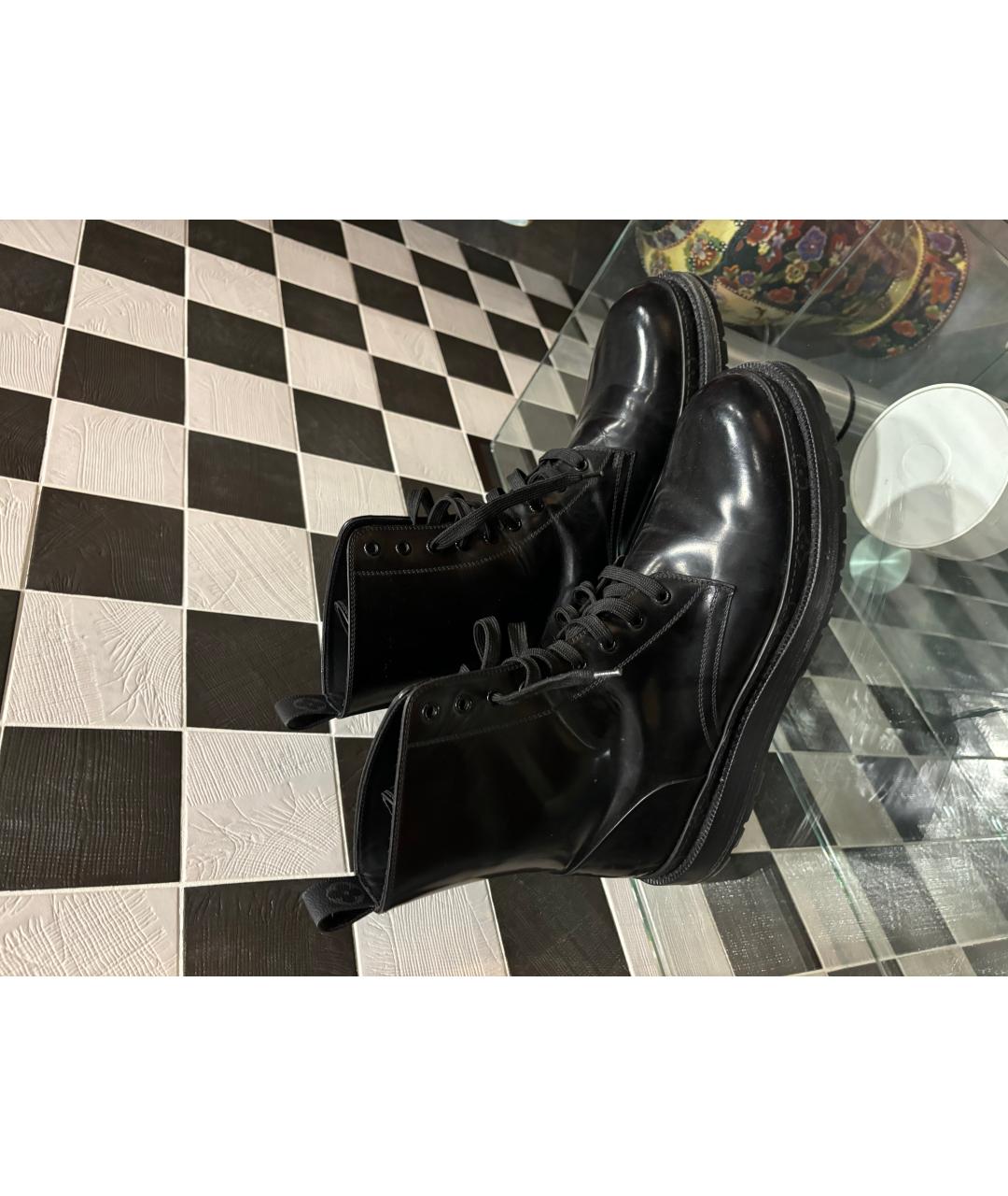 LOUIS VUITTON Черные кожаные высокие ботинки, фото 5