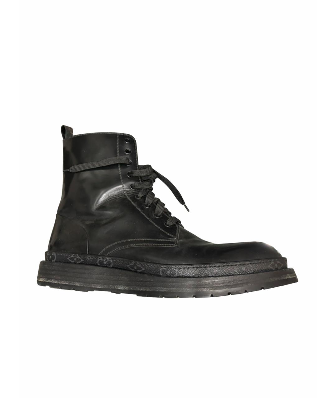 LOUIS VUITTON Черные кожаные высокие ботинки, фото 1