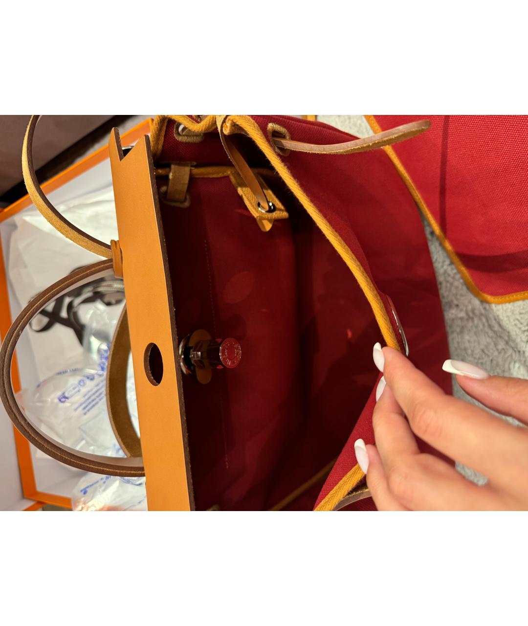 HERMES PRE-OWNED Красная тканевая сумка через плечо, фото 4