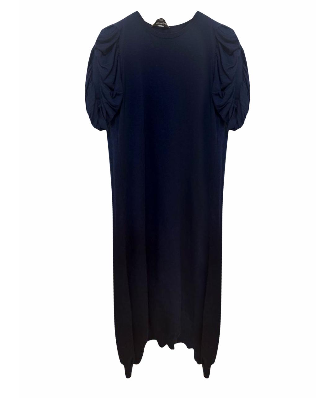 SAINT LAURENT Темно-синее шерстяное платье, фото 1