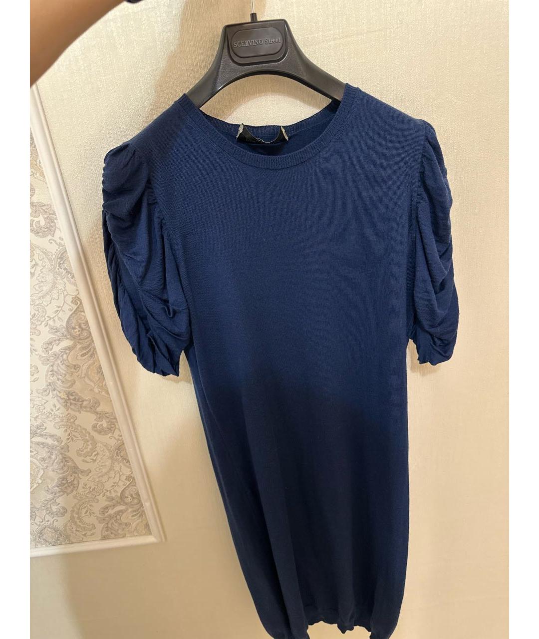 SAINT LAURENT Темно-синее шерстяное платье, фото 3