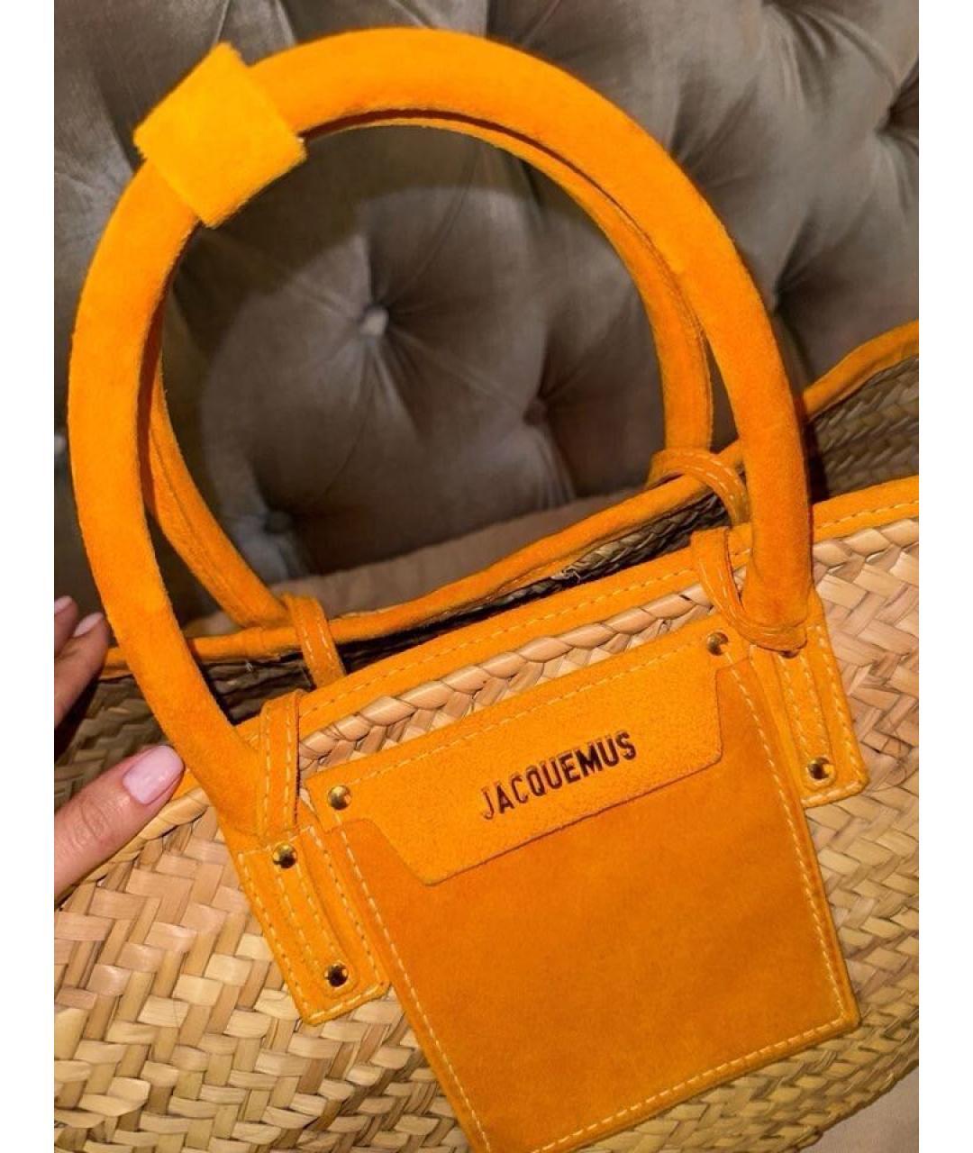 JACQUEMUS Оранжевая пелетеная пляжная сумка, фото 4
