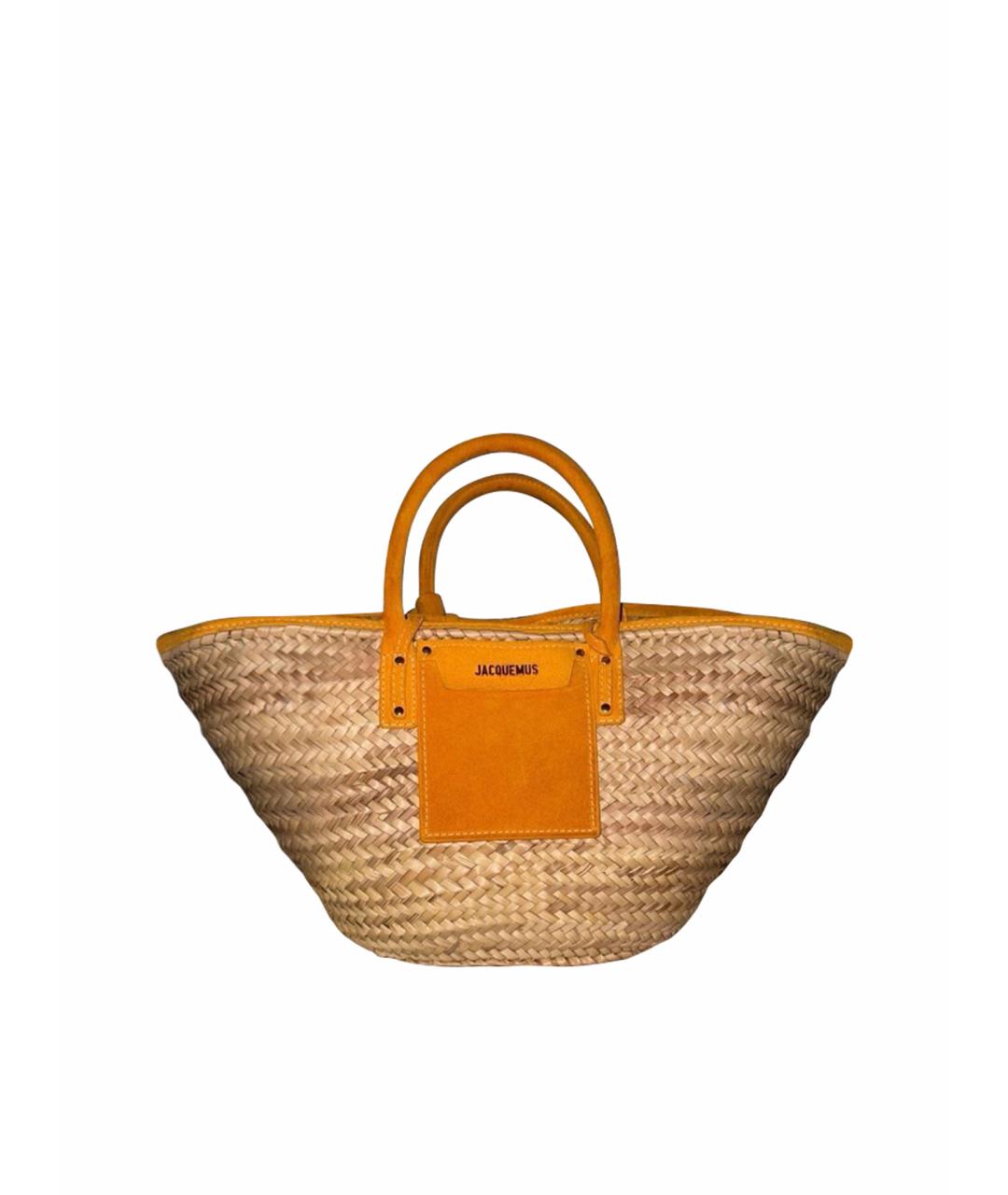 JACQUEMUS Оранжевая пелетеная пляжная сумка, фото 1
