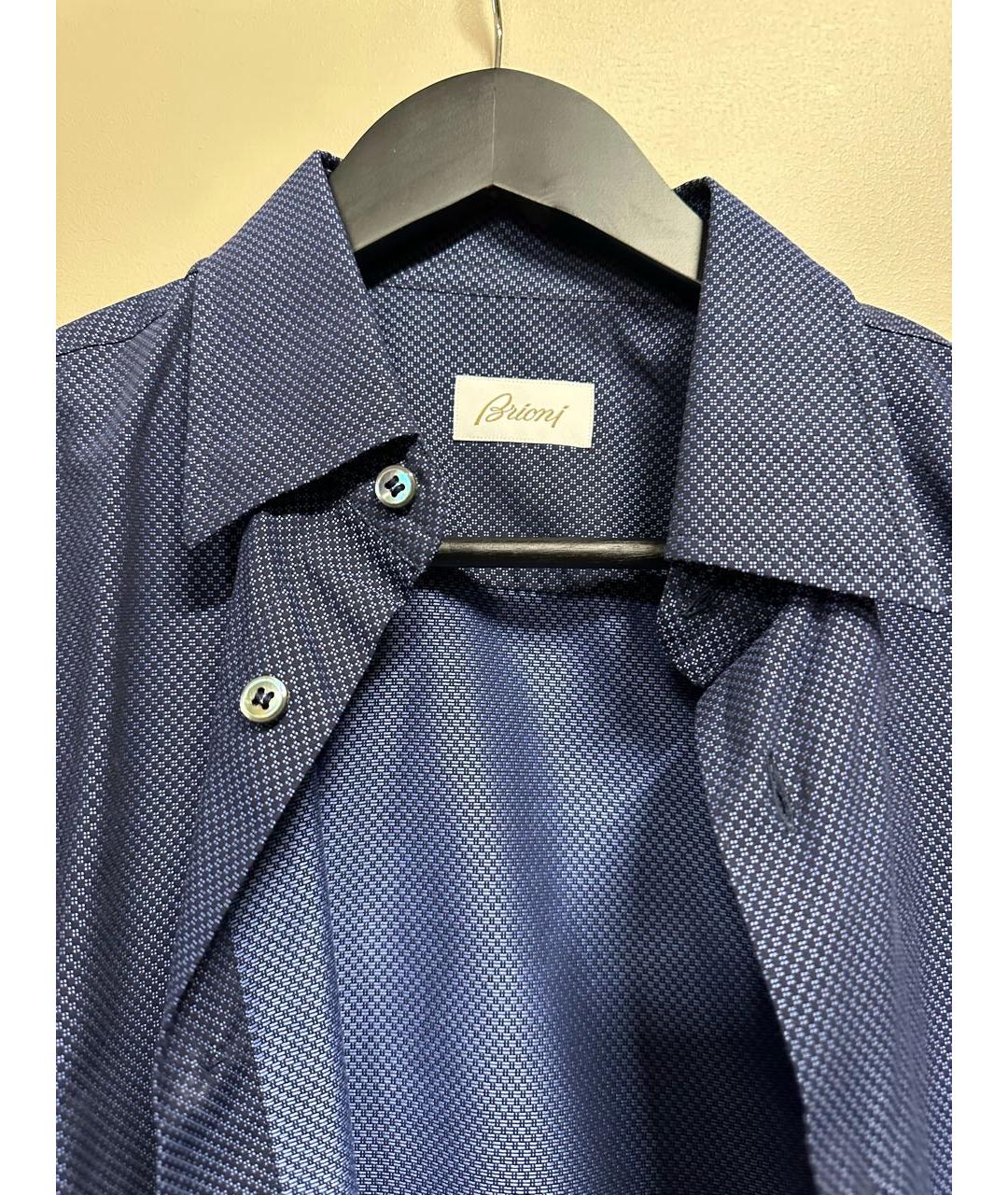 BRIONI Темно-синяя хлопковая классическая рубашка, фото 4