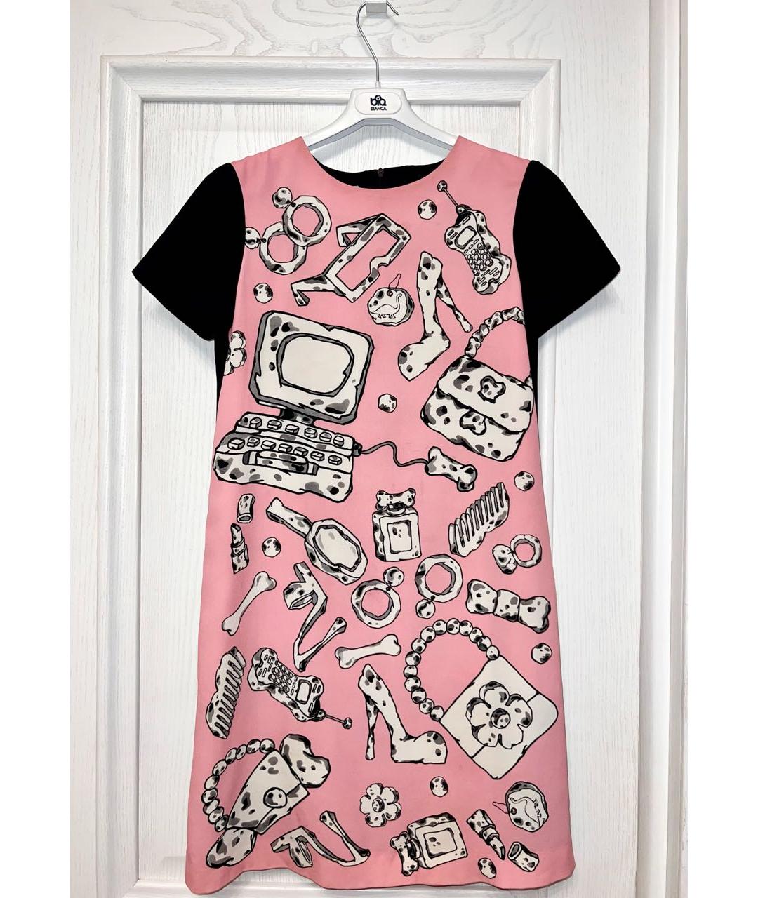 MOSCHINO Розовое полиэстеровое повседневное платье, фото 2