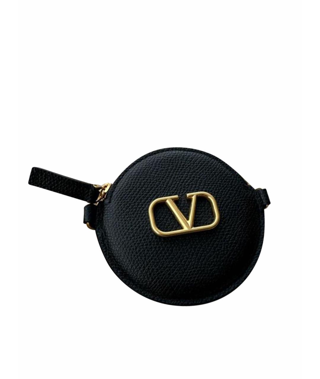 VALENTINO Черный кожаный кошелек, фото 1