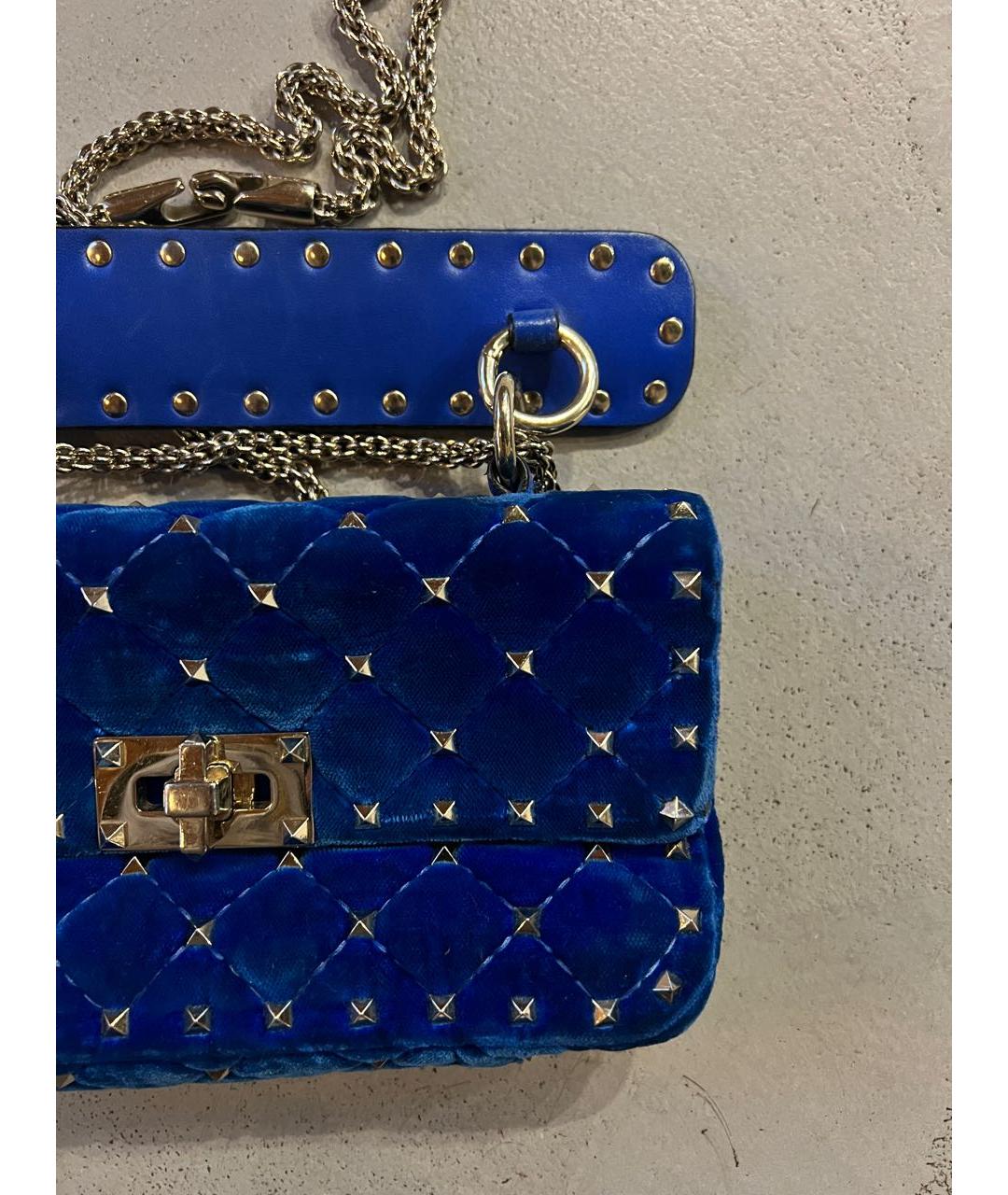 VALENTINO Синяя бархатная сумка через плечо, фото 2