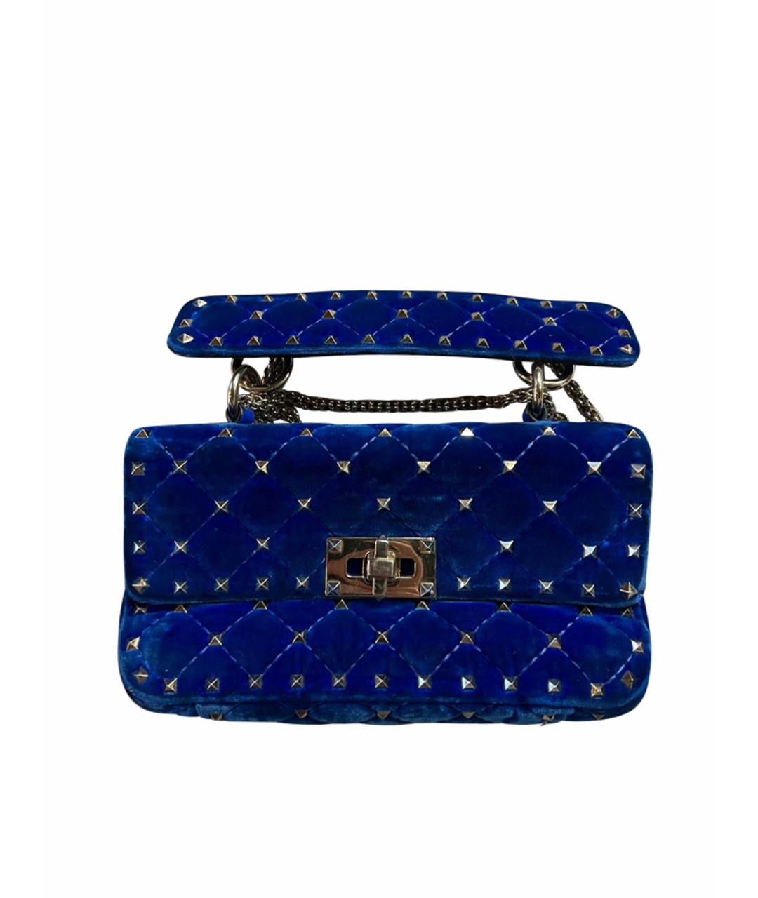 VALENTINO Синяя бархатная сумка через плечо, фото 1
