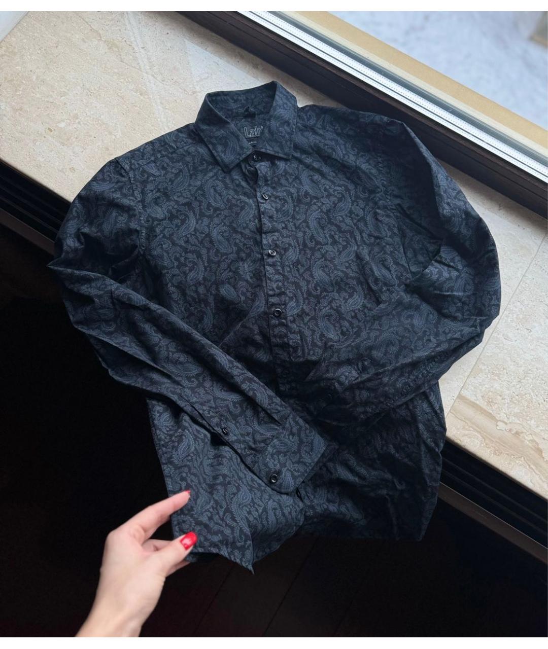 PAL ZILERI Черная хлопковая кэжуал рубашка, фото 8