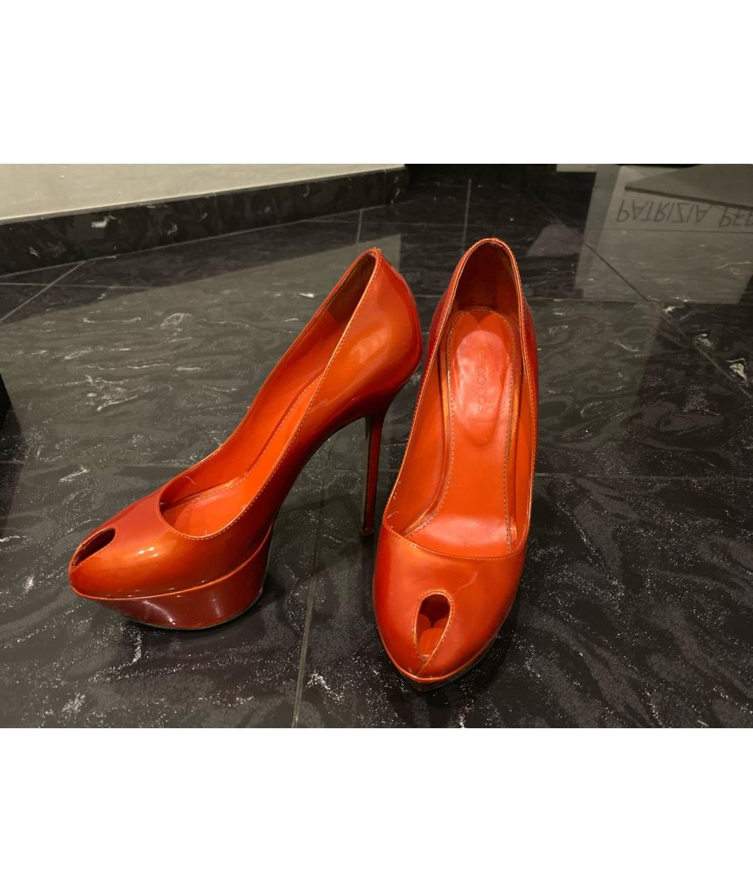 SERGIO ROSSI Оранжевое туфли из лакированной кожи, фото 2