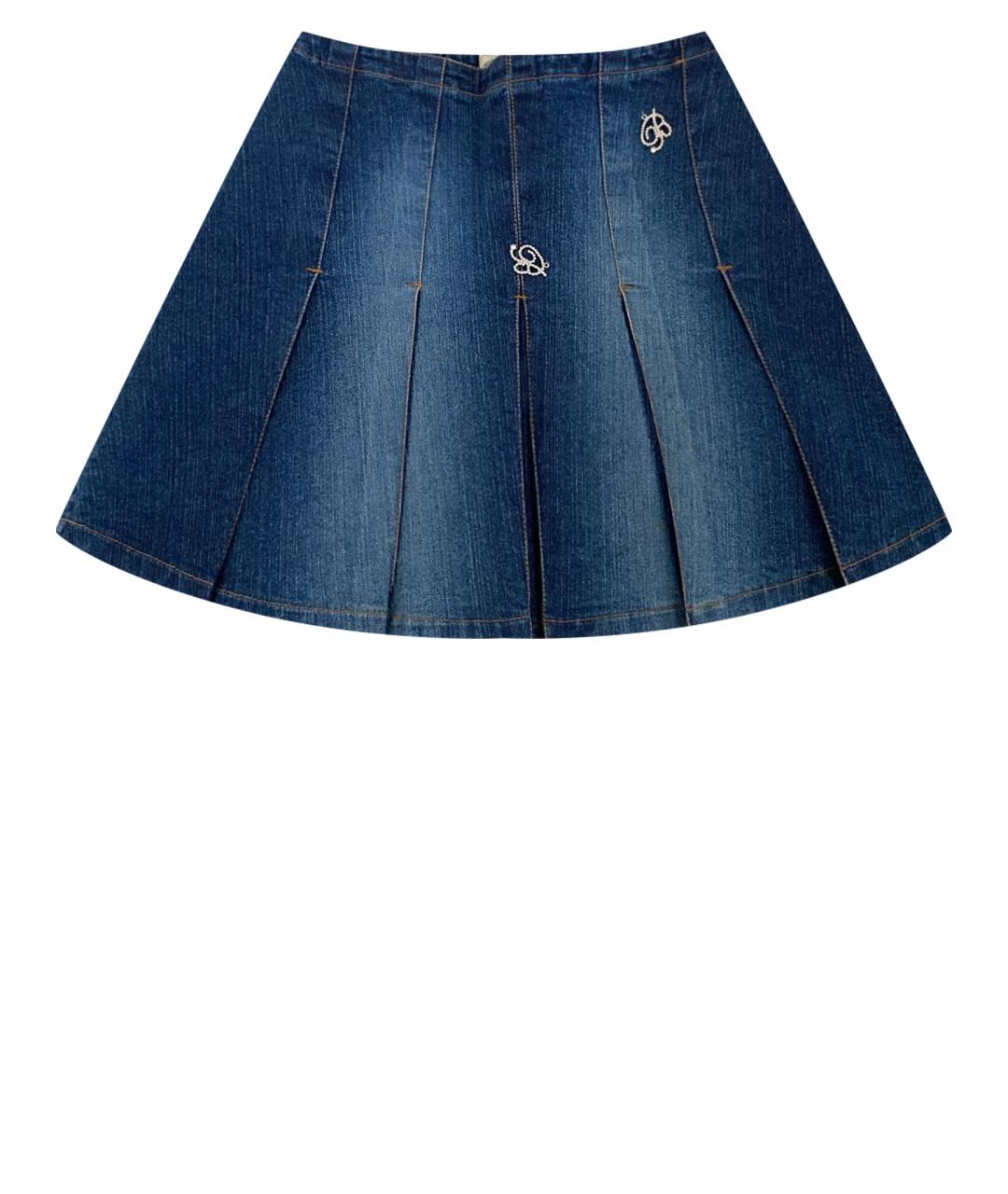 BLUMARINE Темно-синяя деним юбка мини, фото 1