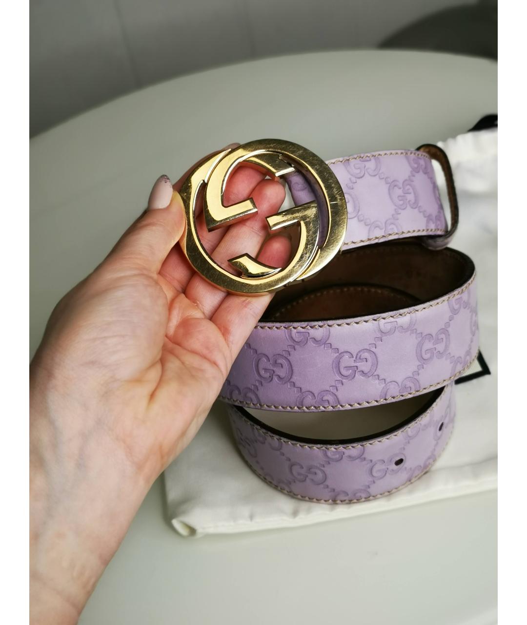GUCCI Фиолетовый кожаный ремень, фото 4