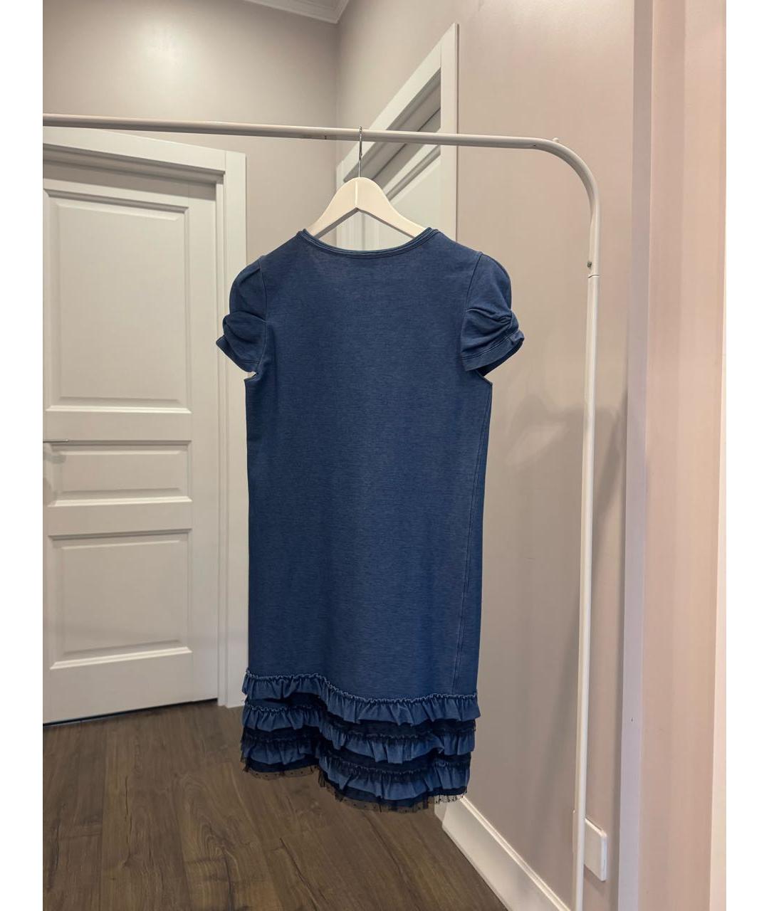RED VALENTINO Синее хлопко-эластановое повседневное платье, фото 4