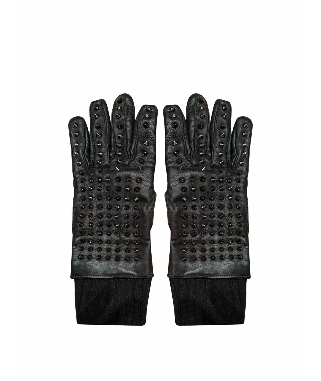 BURBERRY Черные кожаные перчатки, фото 1