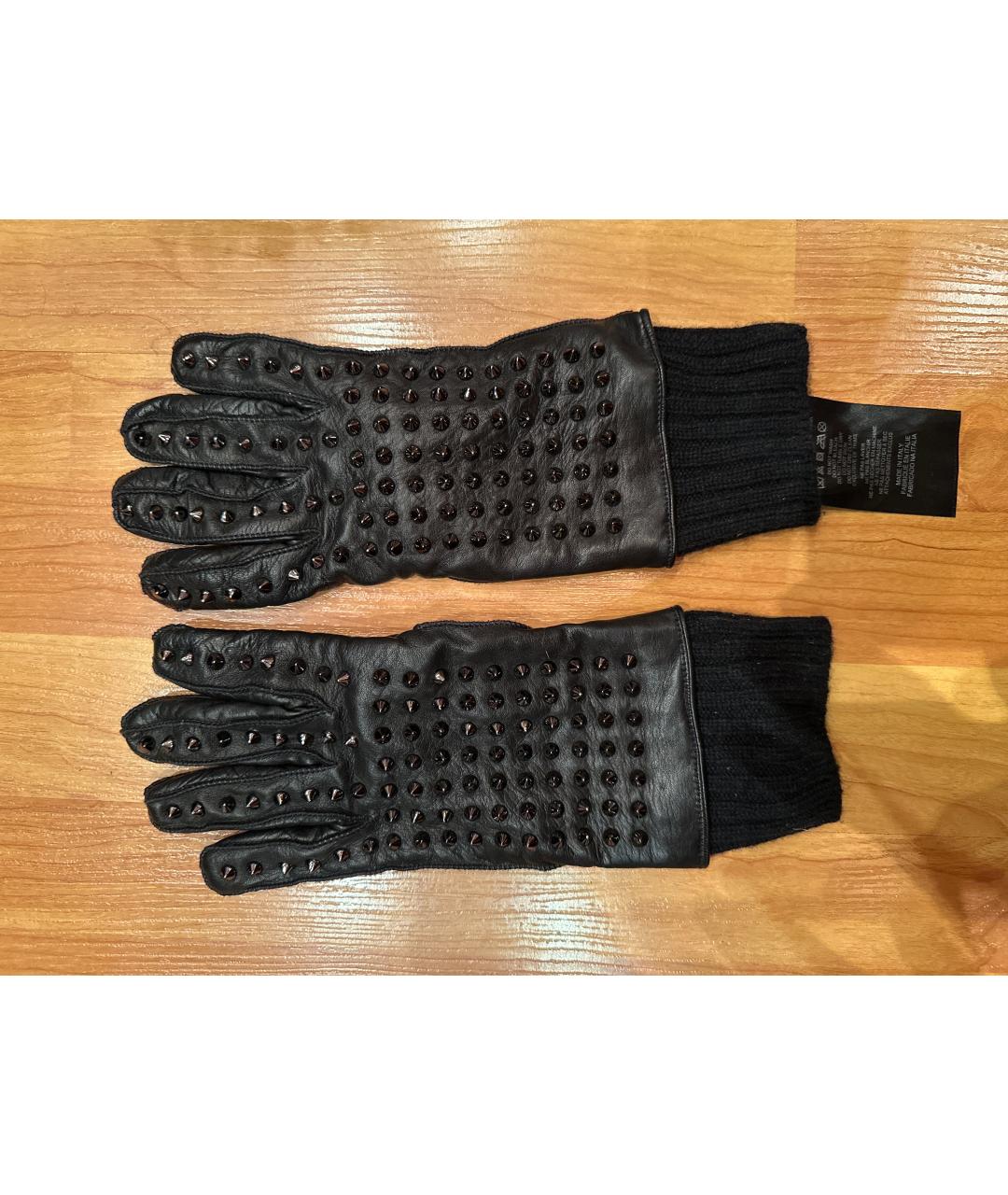 BURBERRY Черные кожаные перчатки, фото 4
