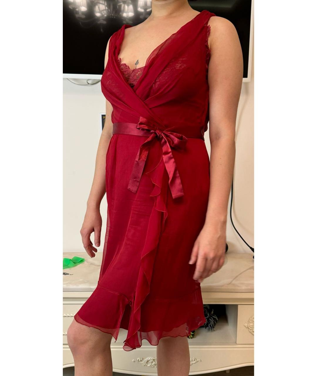 ALBERTA FERRETTI Красное шелковое вечернее платье, фото 4