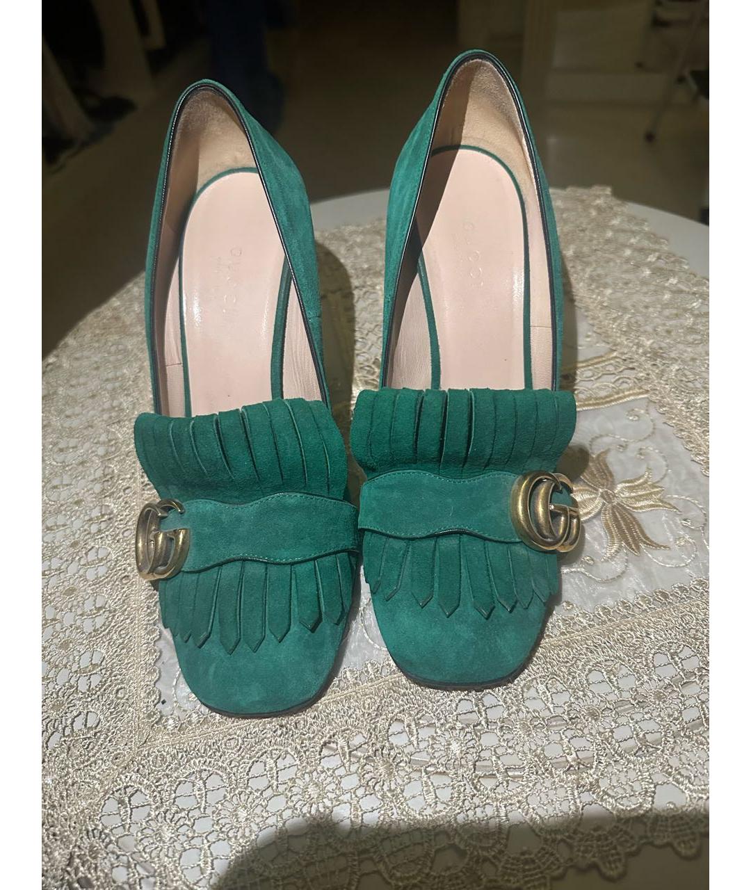 GUCCI Зеленые замшевые туфли, фото 2