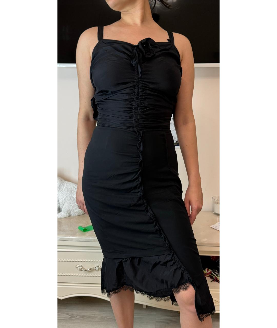 NINA RICCI Черное шелковое коктейльное платье, фото 2